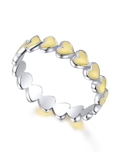 ????AY120213 925 Sterling Silver Enamel Heart Minimalist Band Ring
