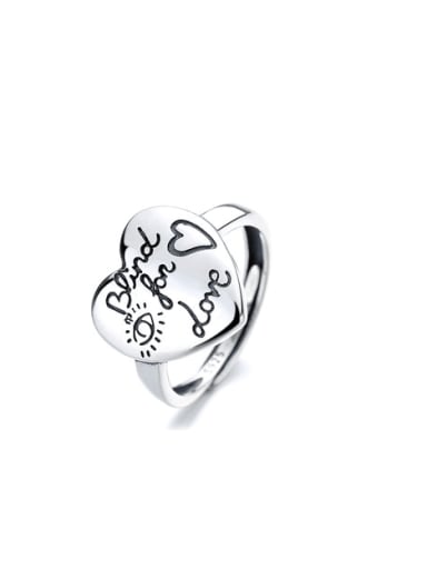 925 Sterling Silver Letter  Heart Vintage Ring