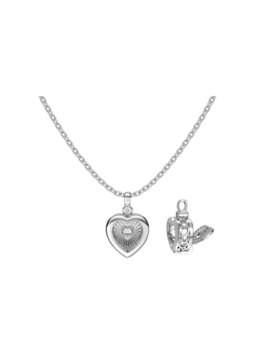 DY190784 S W WH 925 Sterling Silver Cubic Zirconia Heart Dainty Necklace