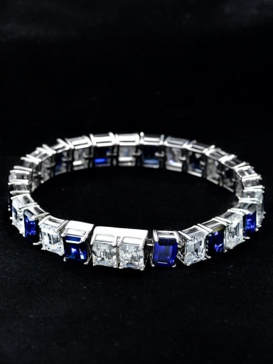 925 Sterling Silver High Carbon Diamond Geometric Luxury Link Bracelet