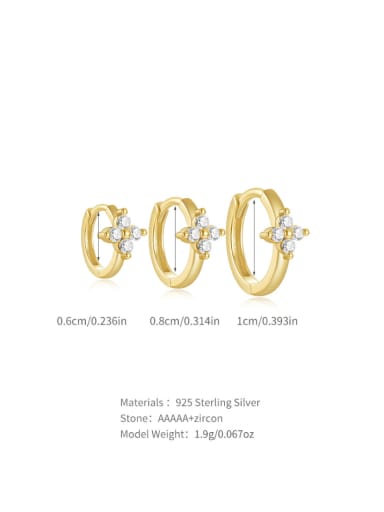 3 pieces per set, gold 2 Brass Cubic Zirconia Geometric Minimalist Huggie Earring