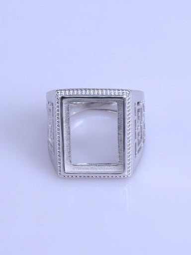 925 Sterling Silver 18K White Gold Plated Geometric Ring Setting Stone size: 12*18mm