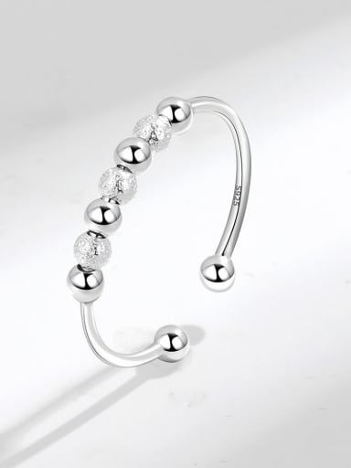 925 Sterling Silver Bead Geometric Minimalist Rotate Band Ring