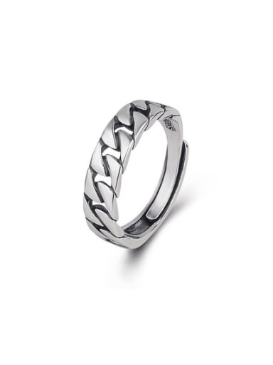 925 Sterling Silver Hollow  Geometric Vintage Ring