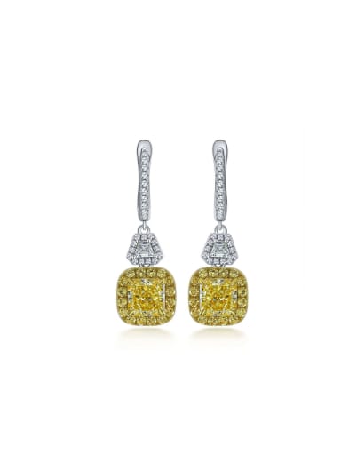 custom 925 Sterling Silver High Carbon Diamond Yellow Geometric Dainty Drop Earring