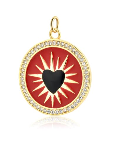 18k gold [Type A] 925 Sterling Silver Cubic Zirconia Enamel Trend Heart Pendant
