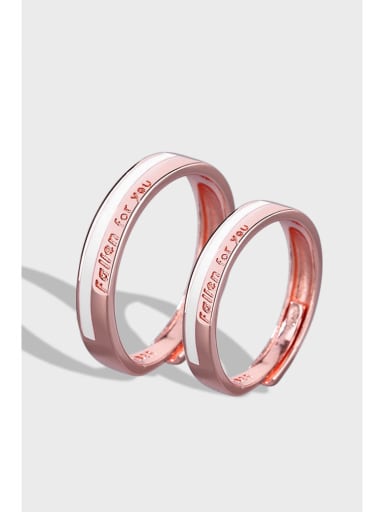 custom 925 Sterling Silver Enamel Geometric Minimalist Couple Ring