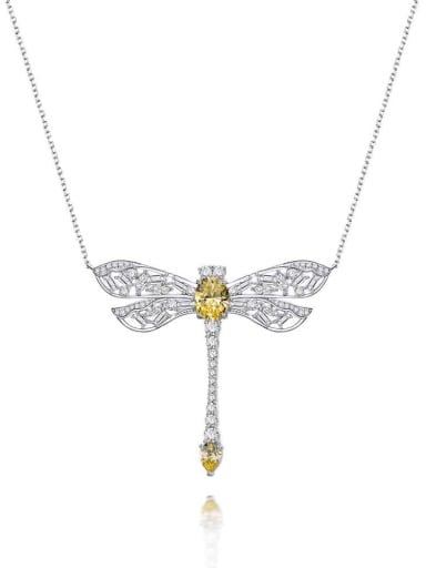 925 Sterling Silver High Carbon Diamond Dragonfly Luxury Necklace