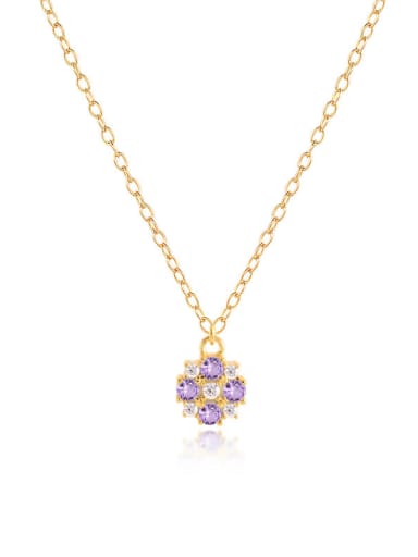 Gold Style 2 925 Sterling Silver Rhinestone Geometric Dainty Necklace