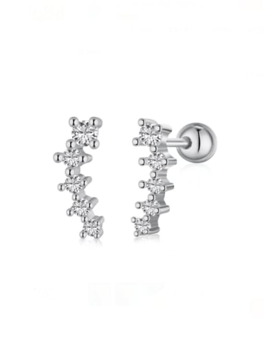 Platinum DY1D0147 925 Sterling Silver Cubic Zirconia Geometric Minimalist Drop Earring