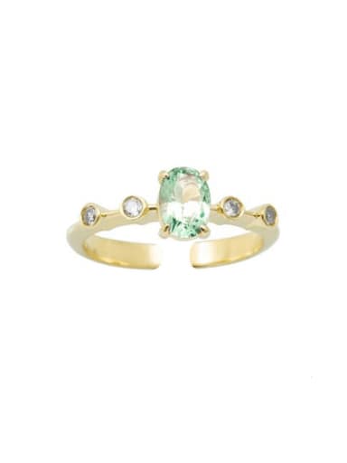 Gold + Green 925 Sterling Silver Cubic Zirconia Geometric Dainty Band Ring