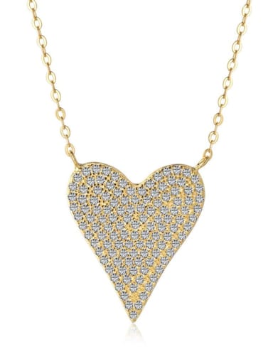 DY190287, Gold color 925 Sterling Silver Cubic Zirconia Heart Necklace