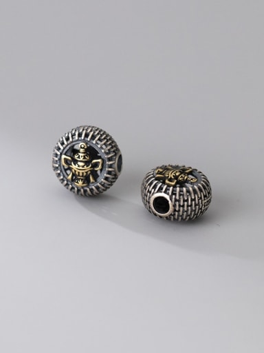 S925 silver old hollow out auspicious eight treasures-style spacer beads