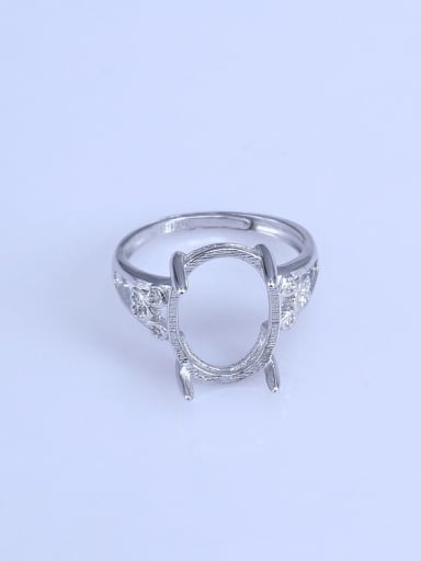 925 Sterling Silver 18K White Gold Plated Geometric Ring Setting Stone size: 8*10 9*11 11*15 13*17 14*19MM
