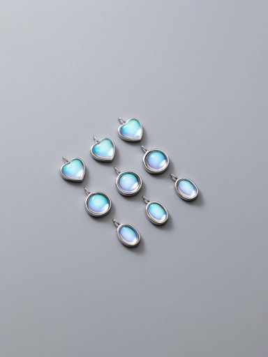 custom S925 Silver Electroplating Inlaid Blue Moonlight Opal Geometric Charm