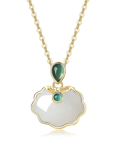 925 Sterling Silver Jade Locket Dainty Necklace