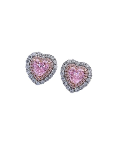 Pink diamond earrings 925 Sterling Silver High Carbon Diamond Heart Luxury Cluster Earring
