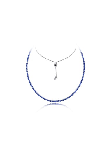 925 Sterling Silver High Carbon Diamond Blue Dainty Choker Necklace