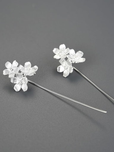 925 Sterling Silver Forget-me-not vertical unique design handmade Artisan Stud Earring