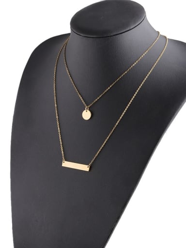 golden Stainless steel Round Strip Minimalist Multi Strand Necklace