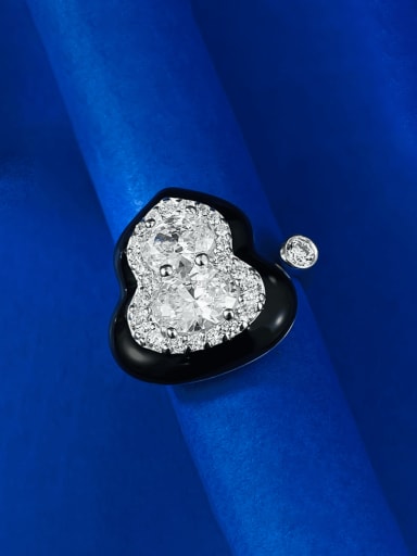 925 Sterling Silver Enamel Irregular Cute Band Ring