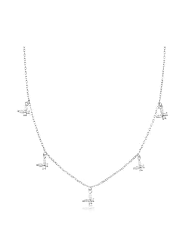 platinum 925 Sterling Silver Cubic Zirconia Butterfly Dainty Necklace