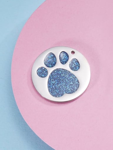 Stainless steel disc color glitter dripping oil dog footprint pet pendant