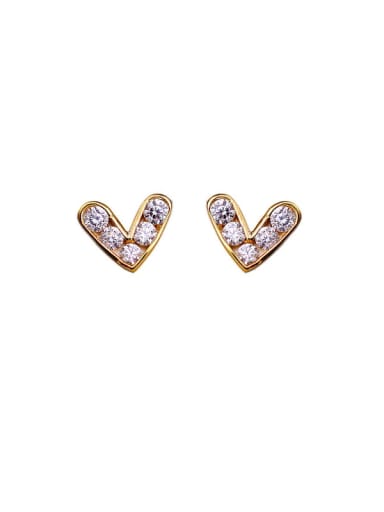 925 Sterling Silver Cubic Zirconia Heart Minimalist Stud Earring