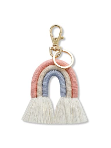 Alloy Cotton Rope  Rainbow Hand-Woven Artisan Key Chain/ Bag Pendant