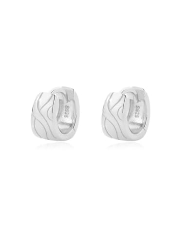 E2942 Silver 925 Sterling Silver Geometric Minimalist Huggie Earring