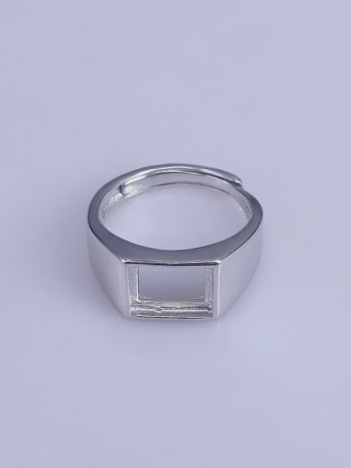 925 Sterling Silver 18K White Gold Plated Geometric Ring Setting Stone size: 7*9mm