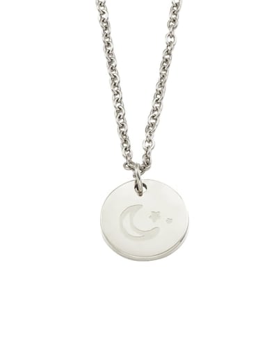 Stainless steel Round Moon Star Minimalist Necklace