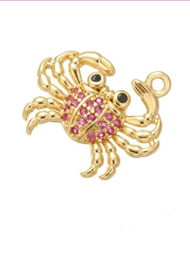 B3 gold red diamond black eye Brass Cubic Zirconia Micro Inlay crab Pendant