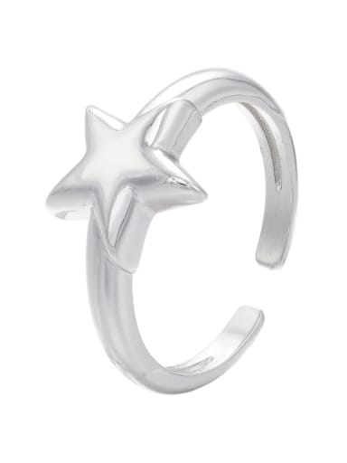 White Gold Brass Star Trend Band Ring