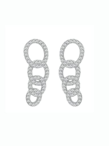 925 Sterling Silver Cubic Zirconia Irregular Chain Circle Luxury Cluster Earring