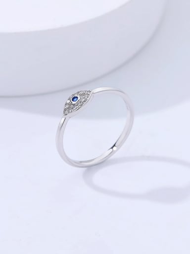 925 Sterling Silver Cubic Zirconia Evil Eye Dainty Band Ring