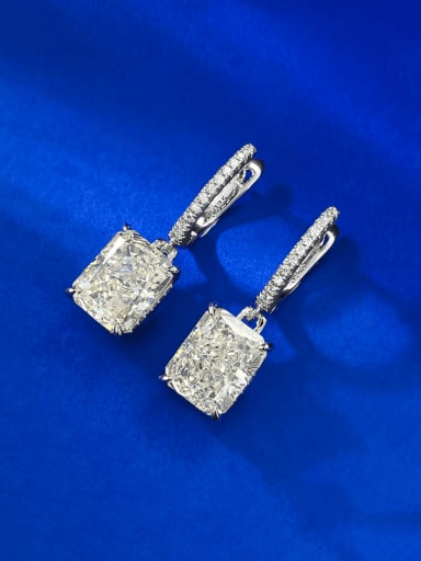 925 Sterling Silver High Carbon Diamond Square Luxury Huggie Earring