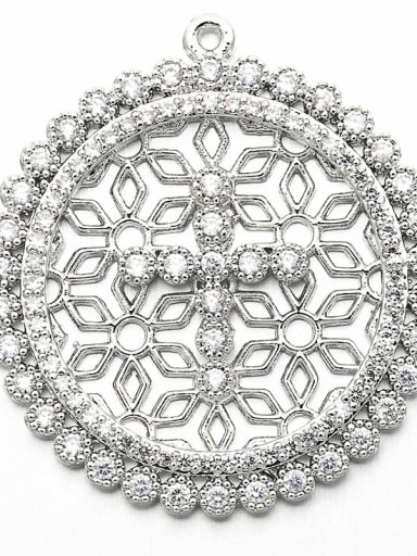 Platinum Copper Openwork Zircon Cross Necklace Pendant