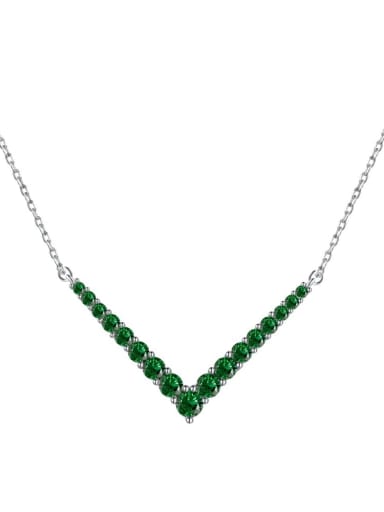 DY190648 S W GN 925 Sterling Silver Cubic Zirconia Geometric Dainty Necklace
