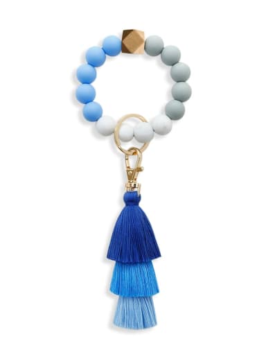 custom Alloy  Cotton Rope Silicone Bead Tassel Bracelet /Key Chain