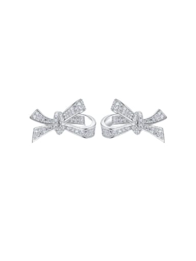 925 Sterling Silver Cubic Zirconia Bowknot Luxury Stud Earring