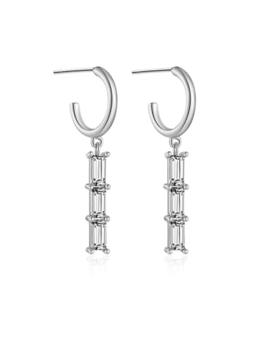 925 Sterling Silver Cubic Zirconia Geometric Trend Drop Earring