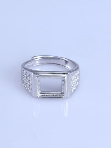 925 Sterling Silver 18K White Gold Plated Geometric Ring Setting Stone size: 7.9*9.5mm