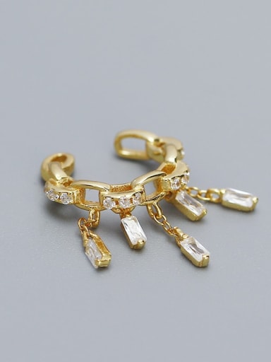 Gold color (Single-Only One) 925 Sterling Silver Cubic Zirconia Geometric Vintage Single Earring(Single-Only One)