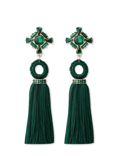 Green e68075 Zinc Alloy Weave Tassel Bohemia Threader Earring