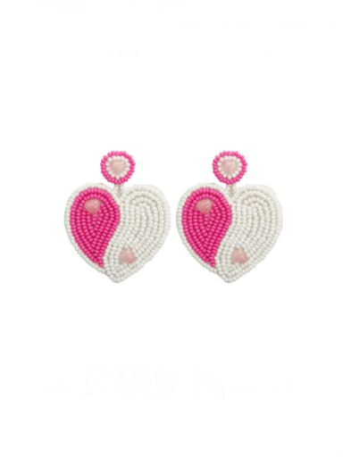 E69051 Rose Alloy MGB beads Heart Hip Hop Pure handmade Weave Earring