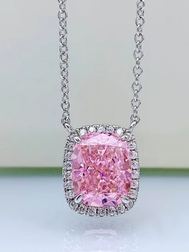 Pink 925 Sterling Silver High Carbon Diamond Geometric Luxury Necklace