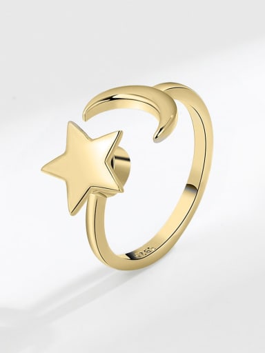 18k gold 925 Sterling Silver Pentagram Minimalist Band Ring