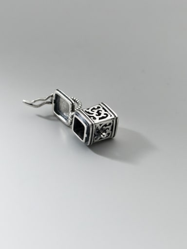 hollow square barrel pendant old silver style