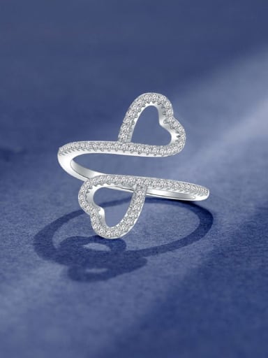 925 Sterling Silver Cubic Zirconia Heart Minimalist Stackable Ring